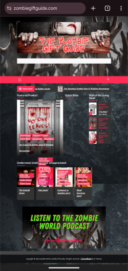 Custom designed Elementor (WordPress) theme with custom graphics and On Page SEO designed for zombiegiftguide.com